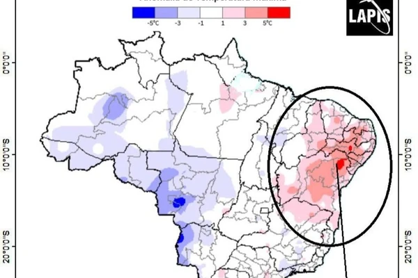 Região com maior anomalia de temperatura fica na Bahia